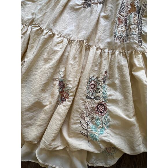 Zara Embroidered Dress Limited Edition Vanilla Beige Yellow Large 7521/059 - Picture 6 of 11